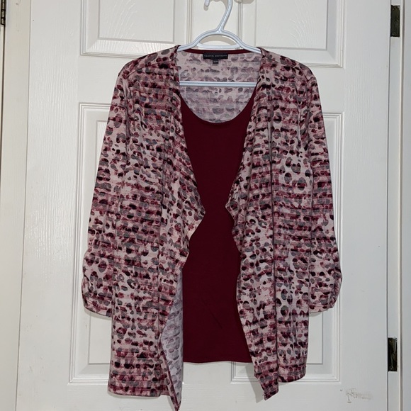 Classic Editions Ladies Fooler Top Burgundy Pink Black Size XL - Picture 11 of 11